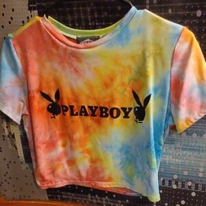 PLAYBOY Small By SHELOR Colorful Tie-Dye Tee